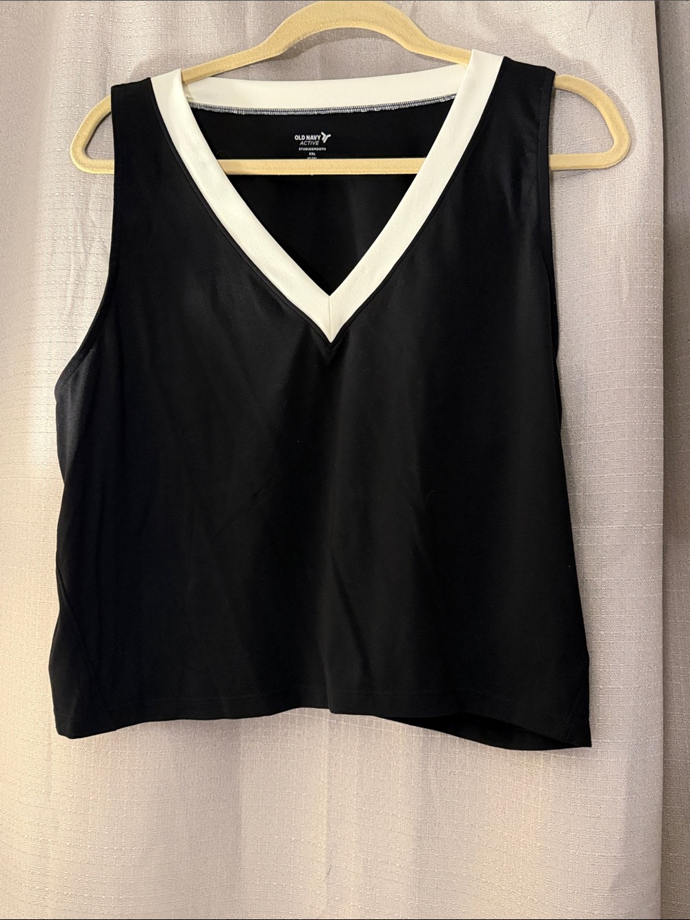 Old Navy Black Tank Top with White V-Neck Trim